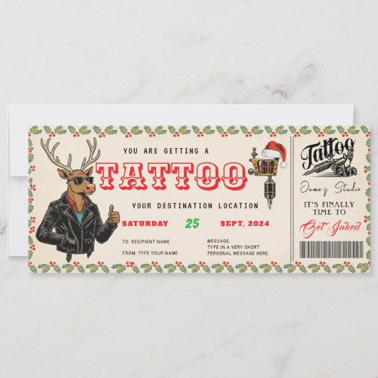 Tattoo Christmas Gift Ticket Certificate Voucher 招待状 (正面)