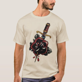 tattoo couteau rose fleur dague poignard transperc tシャツ