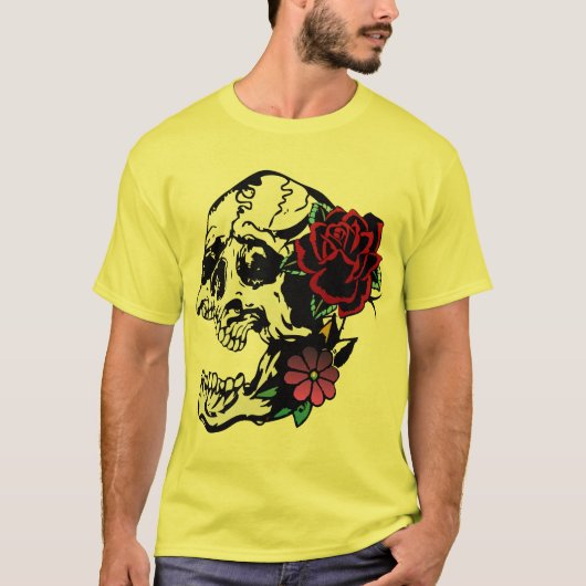 tattoo crane rose fleur tete de mort old school ta tシャツ (正面)