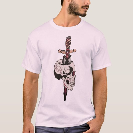 tattoo crane transperce dague old school tete de m tシャツ (正面)