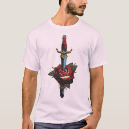 tattoo dague transperce rose fleur old school tatt tシャツ