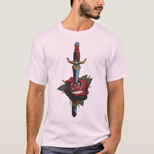 tattoo dague transperce rose fleur old school tatt tシャツ (正面)