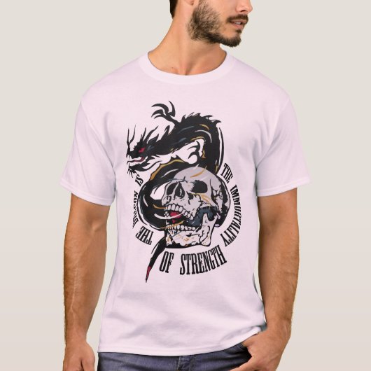 tattoo dragon immortality strenght tete de mort cr tシャツ (正面)