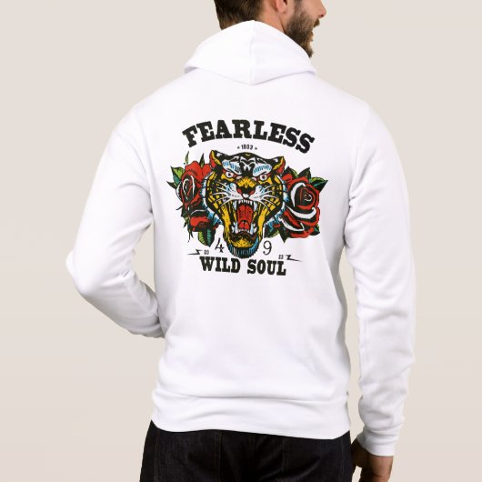 Tattoo fearless wild soul tigre rose fleur old sch パーカ (裏面)