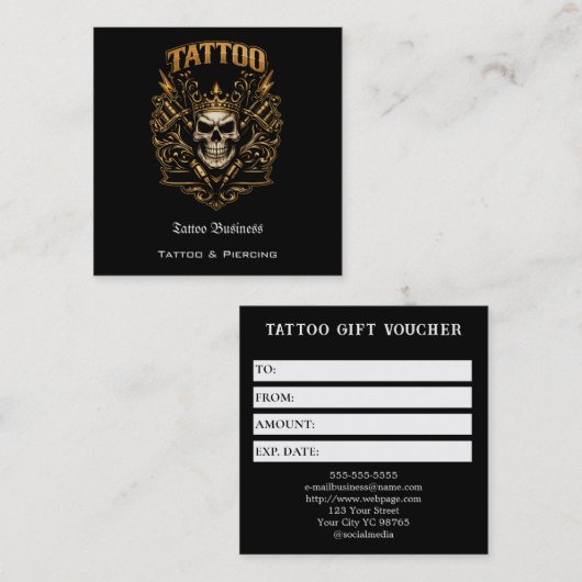 Tattoo Gift Voucher スクエア名刺 (正面/裏面)