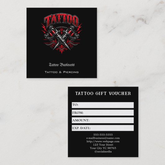 Tattoo Gift Voucher スクエア名刺 (正面/裏面)