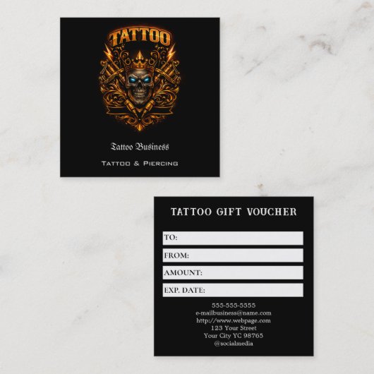 Tattoo Gift Voucher スクエア名刺 (正面/裏面)