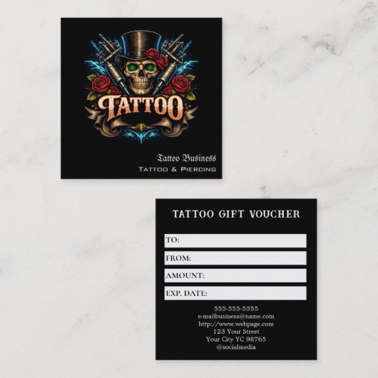 Tattoo Gift Voucher スクエア名刺 (正面/裏面)
