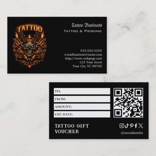 Tattoo Gift Voucher 名刺 (正面/裏面)