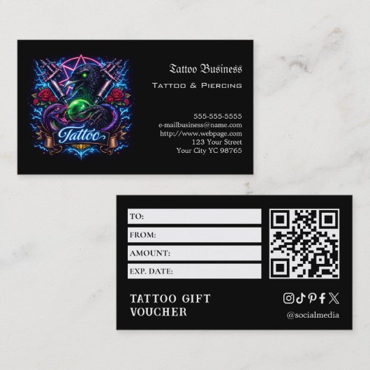 Tattoo Gift Voucher 名刺 (正面/裏面)