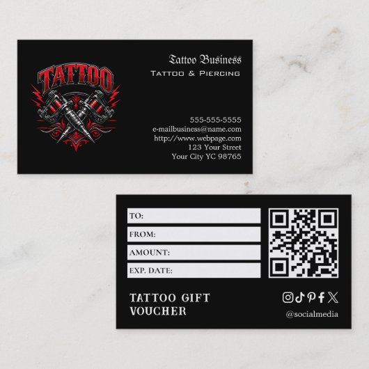 Tattoo Gift Voucher 名刺 (正面/裏面)