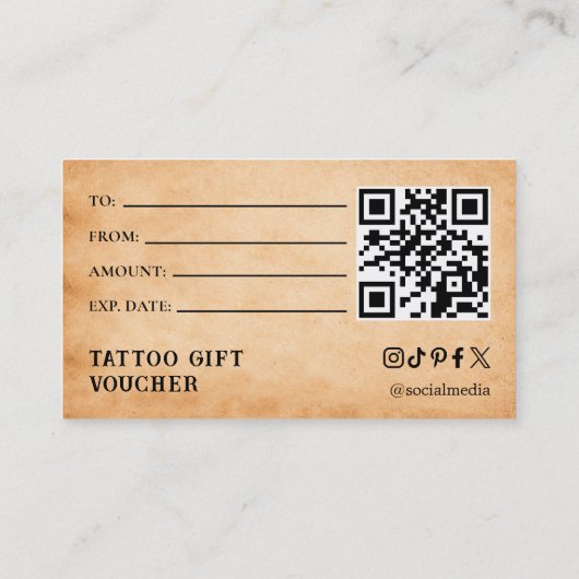 Tattoo Gift Voucher 名刺 (裏面)