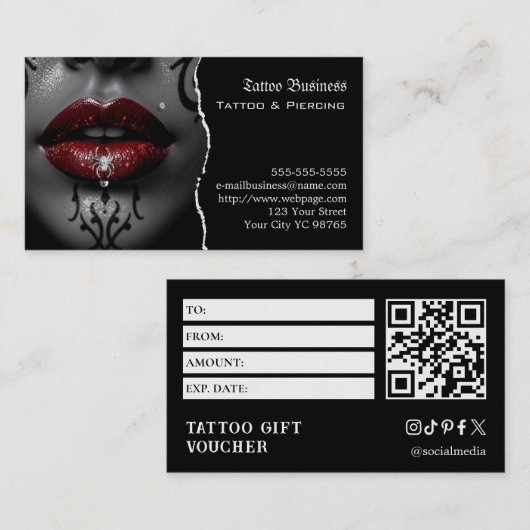 Tattoo Gift Voucher 名刺 (正面/裏面)