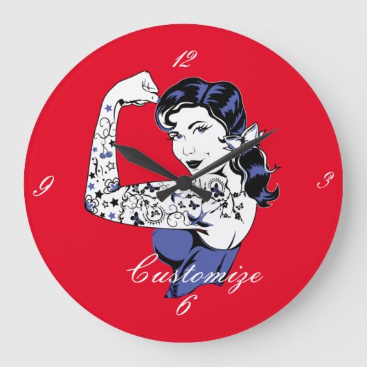 Tattoo Girl Arm Up Thunder_Cove ラージ壁時計 (正面)