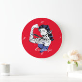 Tattoo Girl Arm Up Thunder_Cove ラージ壁時計 (ホーム)