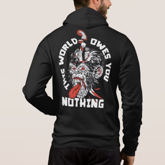 Tattoo gorille the world owes you nothing slogan s パーカ (裏面)