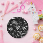 tattoo human heart snake moth dagger black ペーパープレート (パーティー)