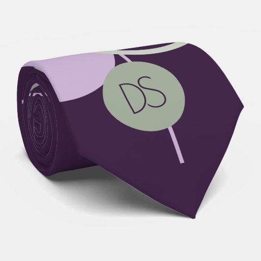 Tattoo Linework | Bohemian Purple Green Monogram ネクタイ (ロール)
