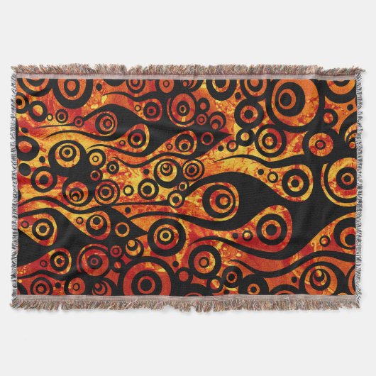 Tattoo Pattern ART – 炎と円+あなたのアイディア スローブランケット (正面)