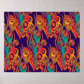 Tattoo Pattern Art - flames & circles ポスター (正面)