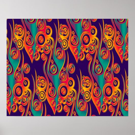 Tattoo Pattern Art - flames & circles ポスター (正面)