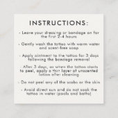 Tattoo Professional Artist Aftercare Instructions スクエア名刺 (裏面)