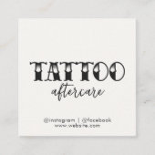 Tattoo Professional Artist Aftercare Instructions スクエア名刺 (正面)