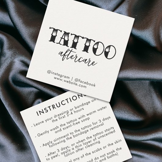 Tattoo Professional Artist Aftercare Instructions スクエア名刺