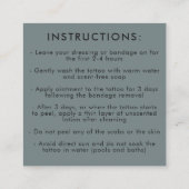 Tattoo Professional Artist Aftercare Instructions スクエア名刺 (裏面)