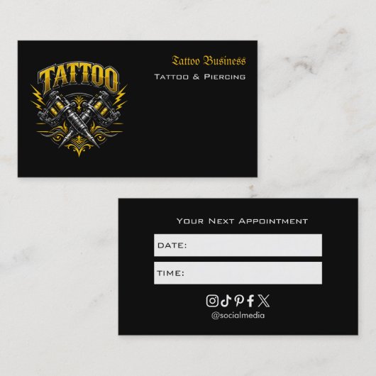 Tattoo Salon Appointment Reminder Business Card 名刺 (正面/裏面)