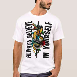 tattoo serpent crane tete de mort dague planté tシャツ
