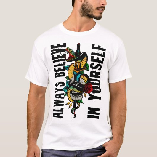 tattoo serpent crane tete de mort dague planté tシャツ (正面)