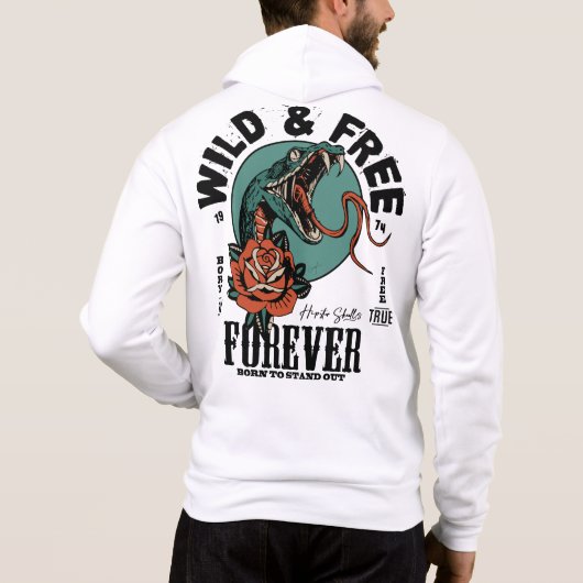 Tattoo serpent Wild and free forever born to stand パーカ (裏面)