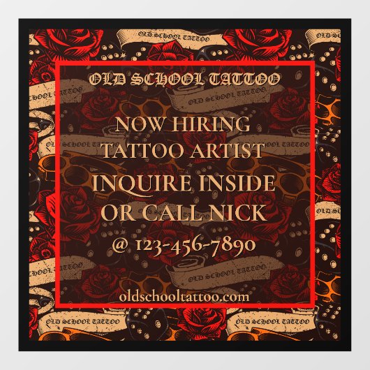 Tattoo ShopカスタマイズがTattoo Artistを採用 ウィンドウサイン (シート)