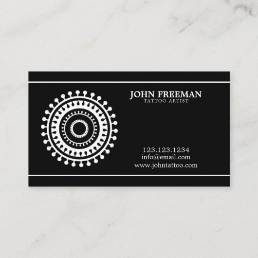 Tattoo Shop黒いユニークTattooグランジ Artist 名刺 (正面)