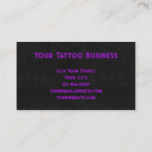 Tattoo Shop Girly Purple Black Skull Business Card 名刺 (裏面)