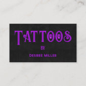 Tattoo Shop Girly Purple Black Skull Business Card 名刺 (正面)