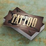 Tattoo Shop Tattoo Gun Vintage Metallic Gold 名刺<br><div class="desc">Tattoo Shop Tattoo Gun Vintage Gold Typography Metallic Business Cards.</div>