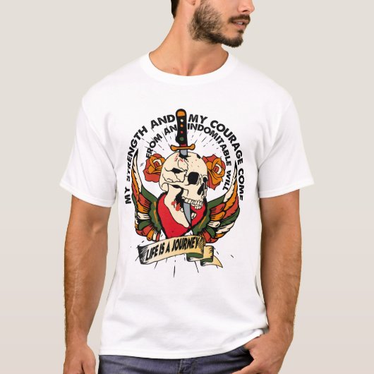 tattoo strenght and courage  aile tête de mort cra tシャツ (正面)