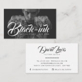 Tattoo studio黒写真ホワイト文字書 名刺 (正面/裏面)