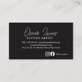 Tattoo Studio Black Photo ビジネスカード | (裏面)