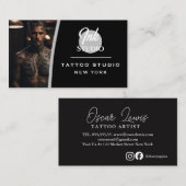Tattoo Studio Black Photo ビジネスカード | (正面/裏面)