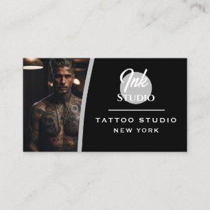 Tattoo Studio Black Photo ビジネスカード  