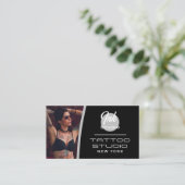 Tattoo Studio Black Photo Business Card | 名刺 (スタンド正面)