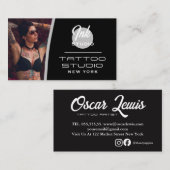 Tattoo Studio Black Photo Business Card | 名刺 (正面/裏面)