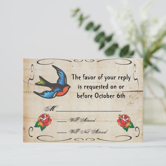 Tattoo Wedding RSVPカード (スタンド正面)