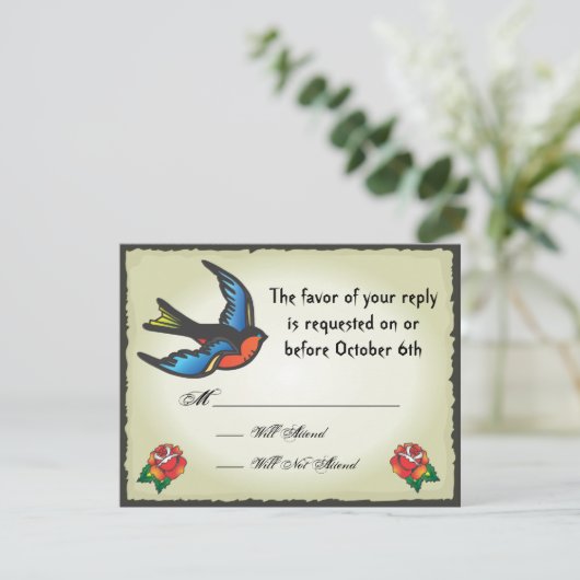 Tattoo Wedding RSVPカード (スタンド正面)