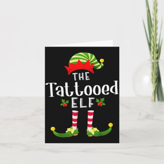 Tattooed Christmas Elf Matching Pajama X-mas Party カード (正面)