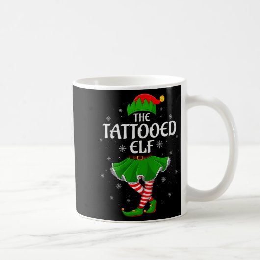 Tattooed Elf Christmas Family Girls Women Elf Squa コーヒーマグカップ (右)