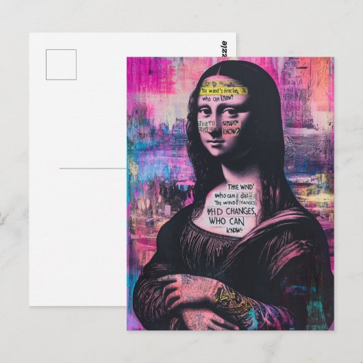 Tattooed Mona Lisa Mixed Media Collage ポストカード (正面/裏面)